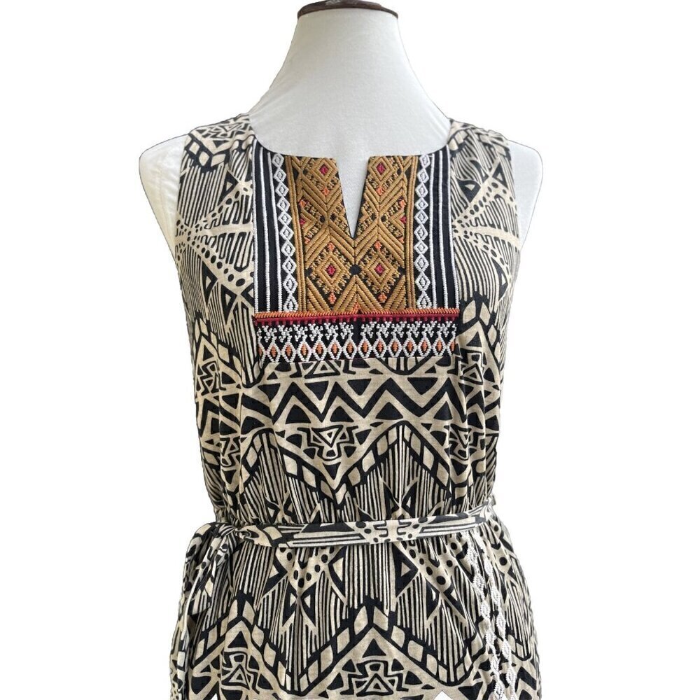 Thml Cynthia Embroidered Side Slit Belt Printed Maxi Dress - Picture 4 of 13
